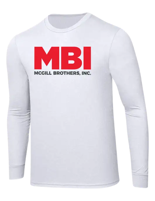 Simply Soft Long Sleeve White 4.5 oz, Poly/Combed Ring Spun Cotton T-Shirt w/MBI Logo