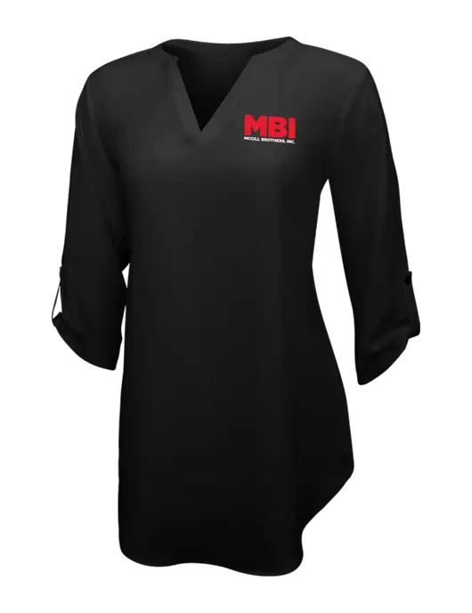 Womens Black 3/4 Sleeve Tunic Blouse w/MBI Logo