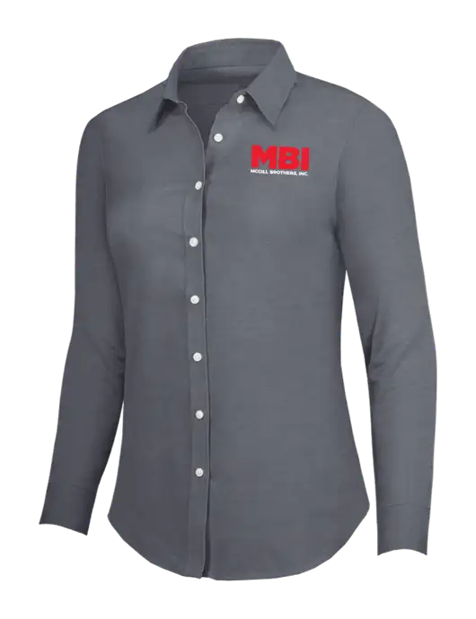 Dark Grey Womens SuperPro Oxford Shirt w/MBI Logo