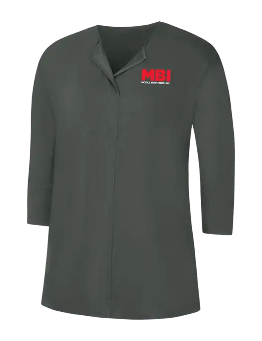 Dark Grey Womens Concept 3/4 Sleeve Soft Split Neck Top w/MBI Logo
