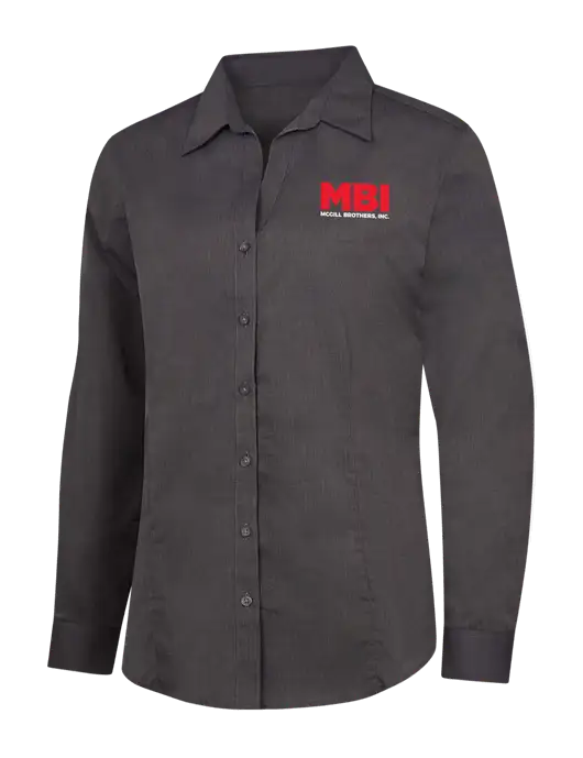 Womens Soft Black Crosshatch Easy Care Shirt w/MBI Logo