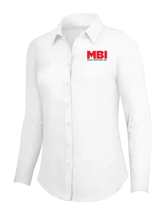 White Womens SuperPro Oxford Shirt w/MBI Logo