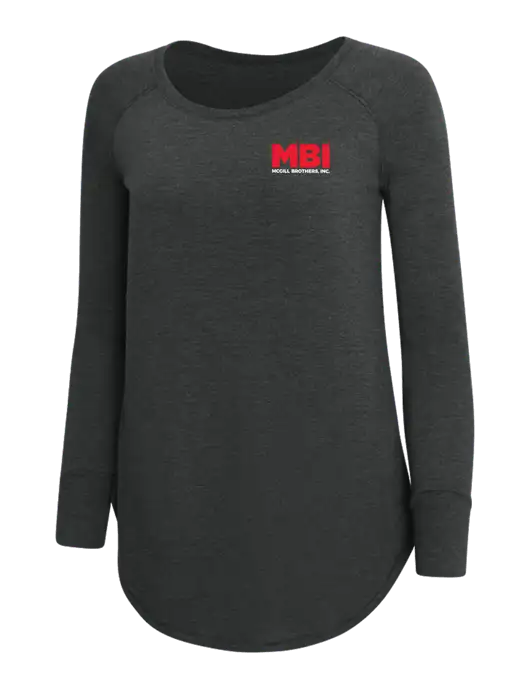 Womens Perfect Wide Collar Tunic Tri-Blend Black Frost 4.5 oz T-Shirt w/MBI Logo
