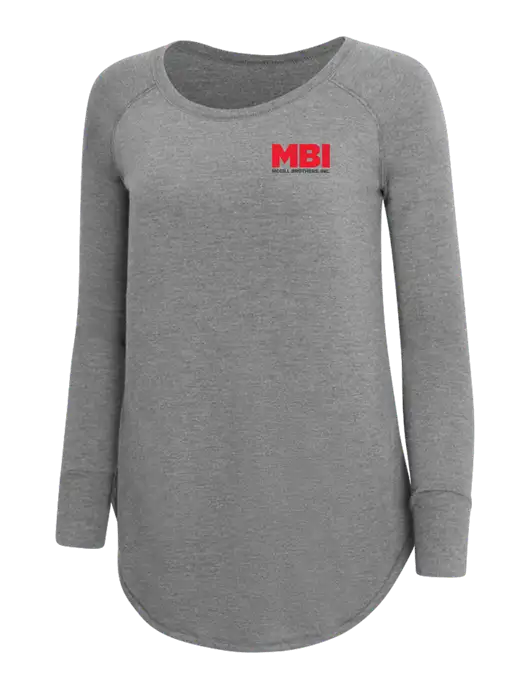 Womens Perfect Wide Collar Tunic Tri-Blend Grey Frost 4.5 oz T-Shirt w/MBI Logo
