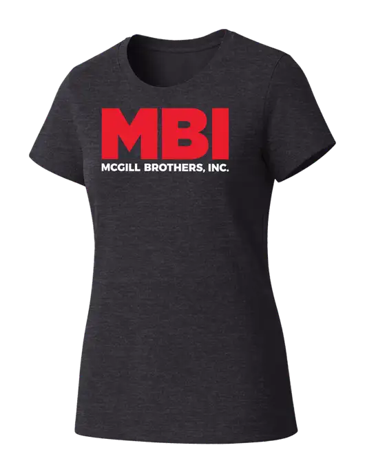 Womens Seriously Soft Heathered Charcoal T-Shirt w/MBI Logo