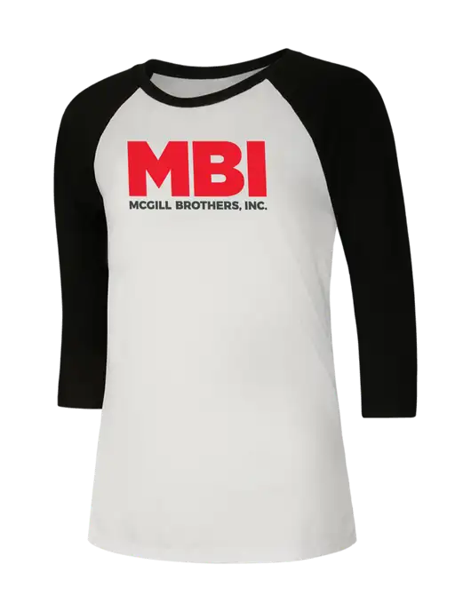Womens Simply Soft 3/4 Sleeve Black/White Ring Spun Cotton T-Shirt w/MBI Logo