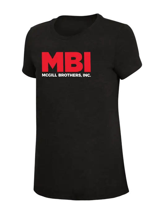Womens Simply Soft Black 4.5oz Poly/Combed Ring Spun Cotton T-Shirt w/MBI Logo