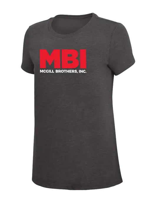 Womens Simply Soft Heather Charcoal 4.5oz  Poly/Combed Ring Spun Cotton T-Shirt w/MBI Logo