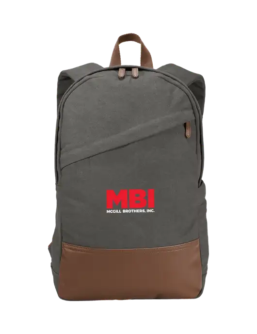 Vintage Modern Grey Canvas 18" Laptop Backpack w/MBI Logo
