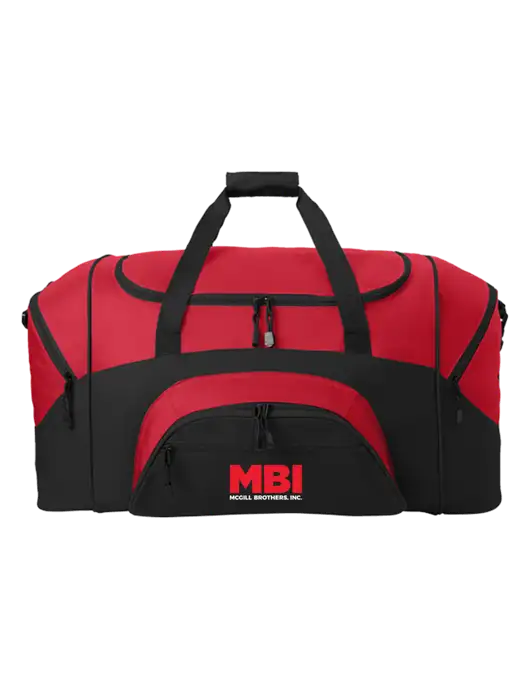 Standard Colorblock Red/Black Sport Duffel w/MBI Logo