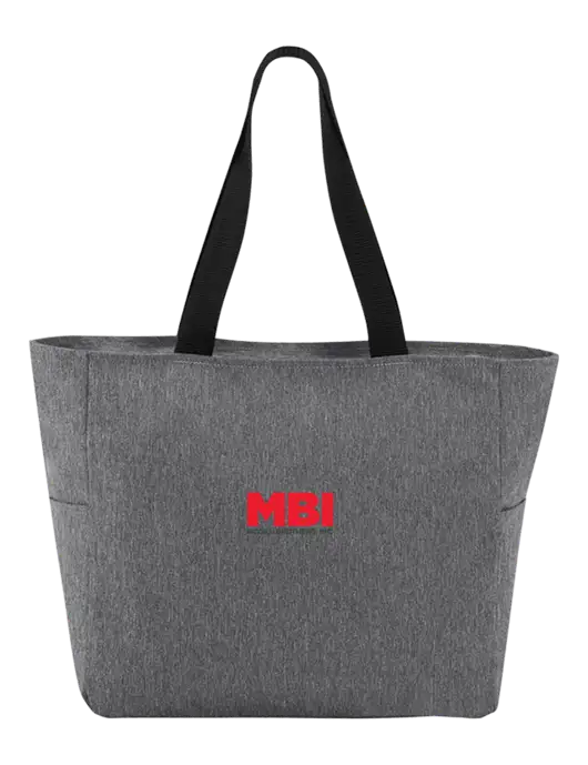 Everyday Heather Grey Zip Tote  w/MBI Logo